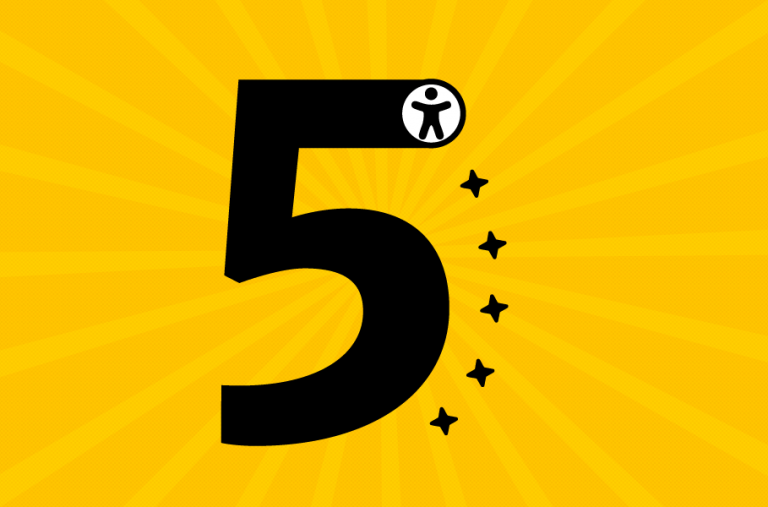 Die Ziffer 5 mit Symbolen für Barrierefreiheit