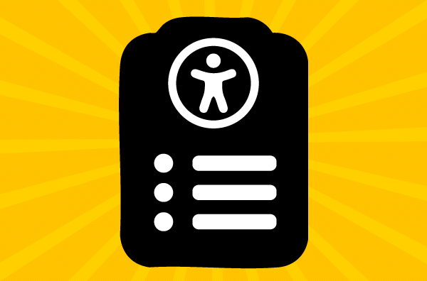 Symbol für Liste mit Symbol für Barrierefreiheit