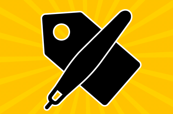 Symbol für Tags und ein digitaler Stift, gekreuzt