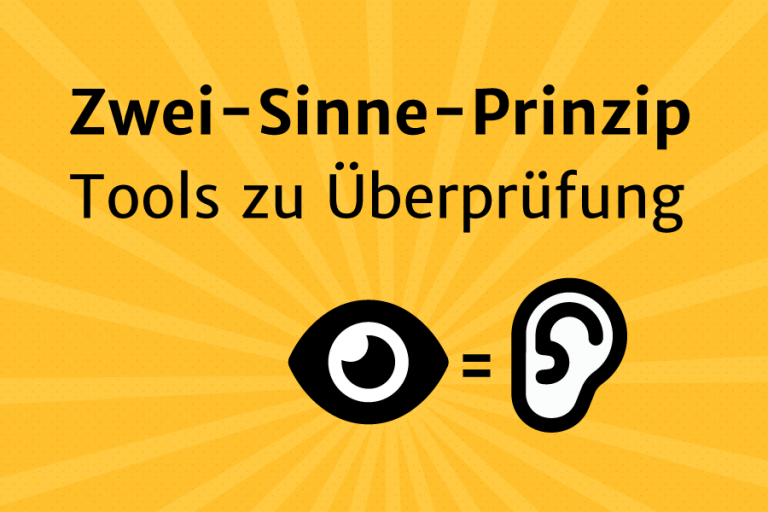 Illustration zu Tools für 2-Sinne-Prinzip: Auge und Ohr. Gelb auf schwarzem Hintergrund.