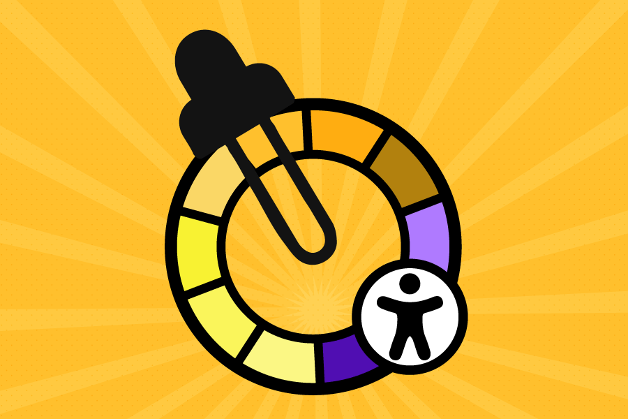 Pipette mit Farbkreis und dem Sambol für Barrierefreiheit